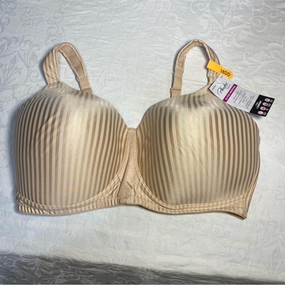 Playtex Secrets Perfectly Smooth Wireless Full Coverage Bra Pinstripe Shiny 38DD - Picture 12 of 12